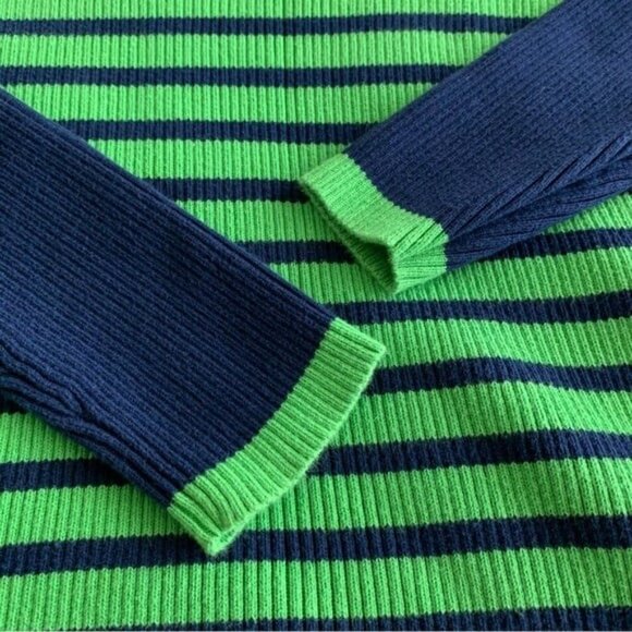 Lauren Ralph Lauren Rib Knit Sweater Womens Medium Logo Buttons Blue Green Prep - Picture 6 of 9